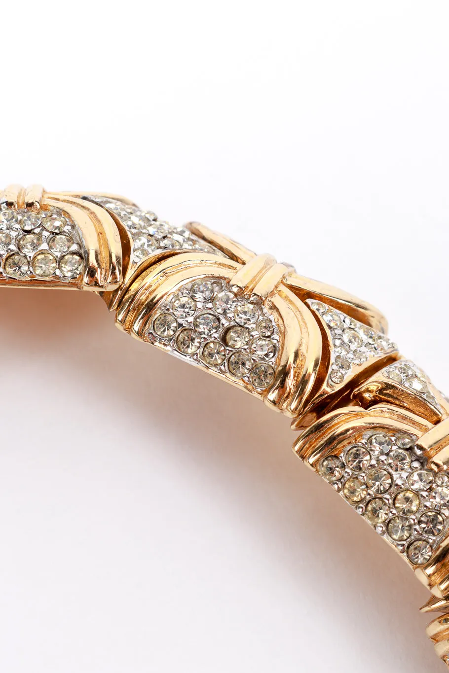 Golden Arc Crystal Contour Collar Necklace