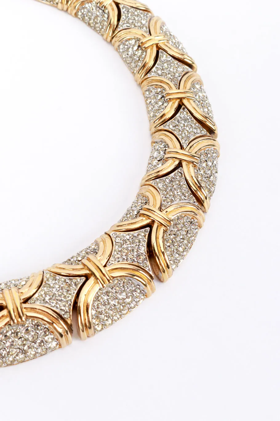 Golden Arc Crystal Contour Collar Necklace