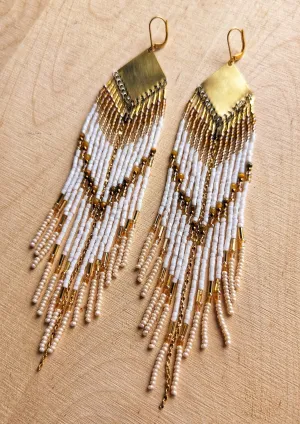 Golden Goddess Seed Bead Earrings