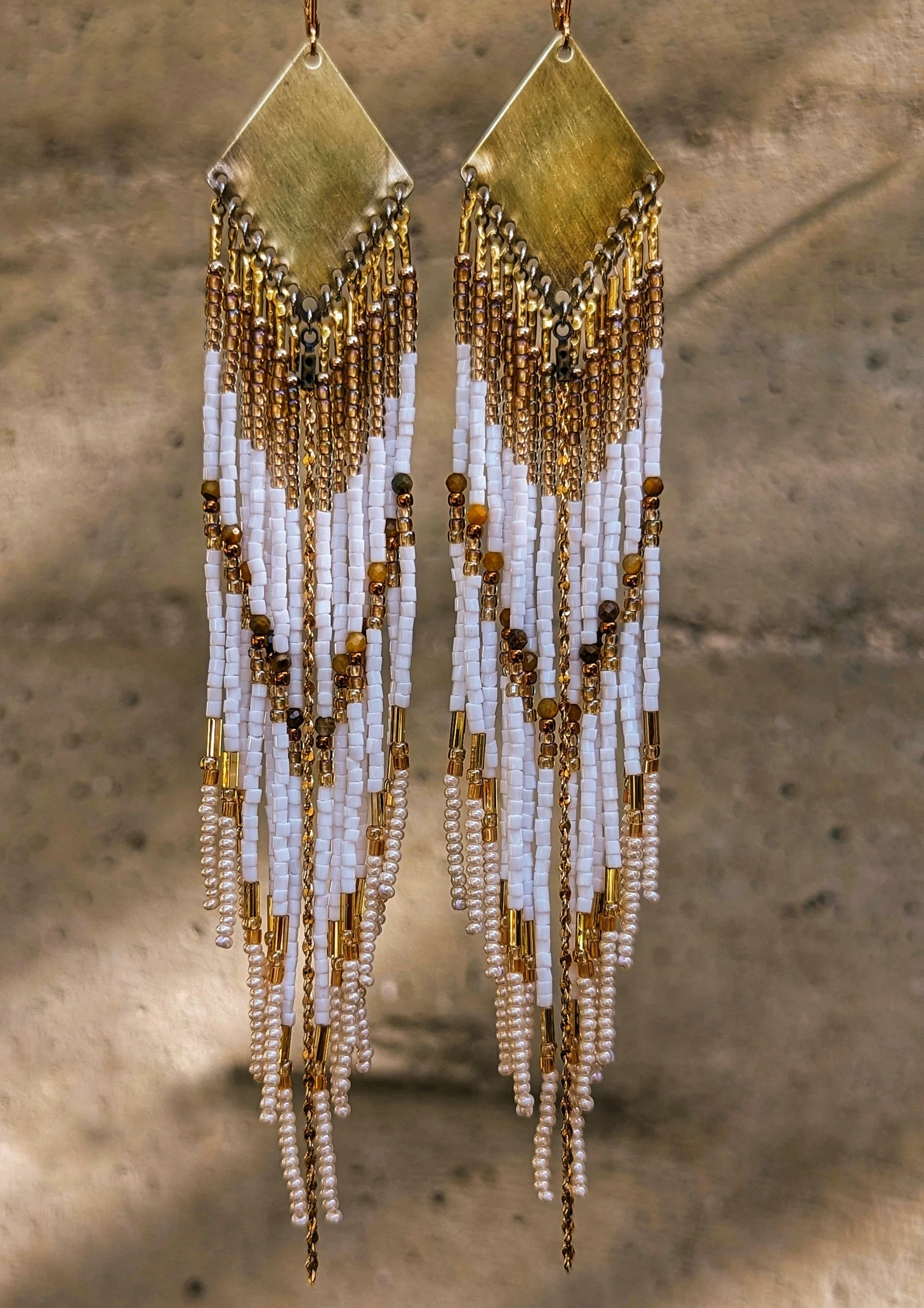Golden Goddess Seed Bead Earrings
