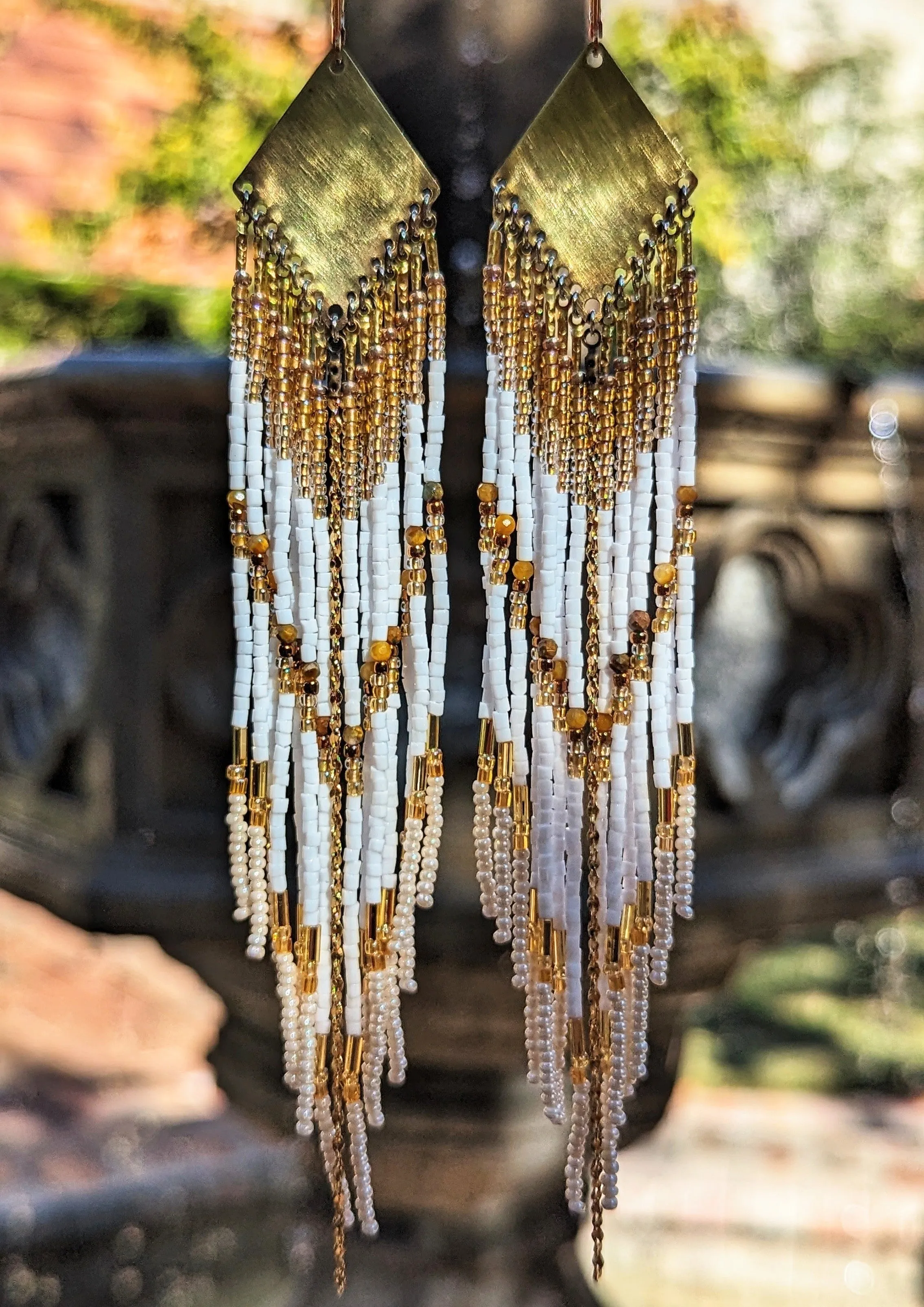 Golden Goddess Seed Bead Earrings