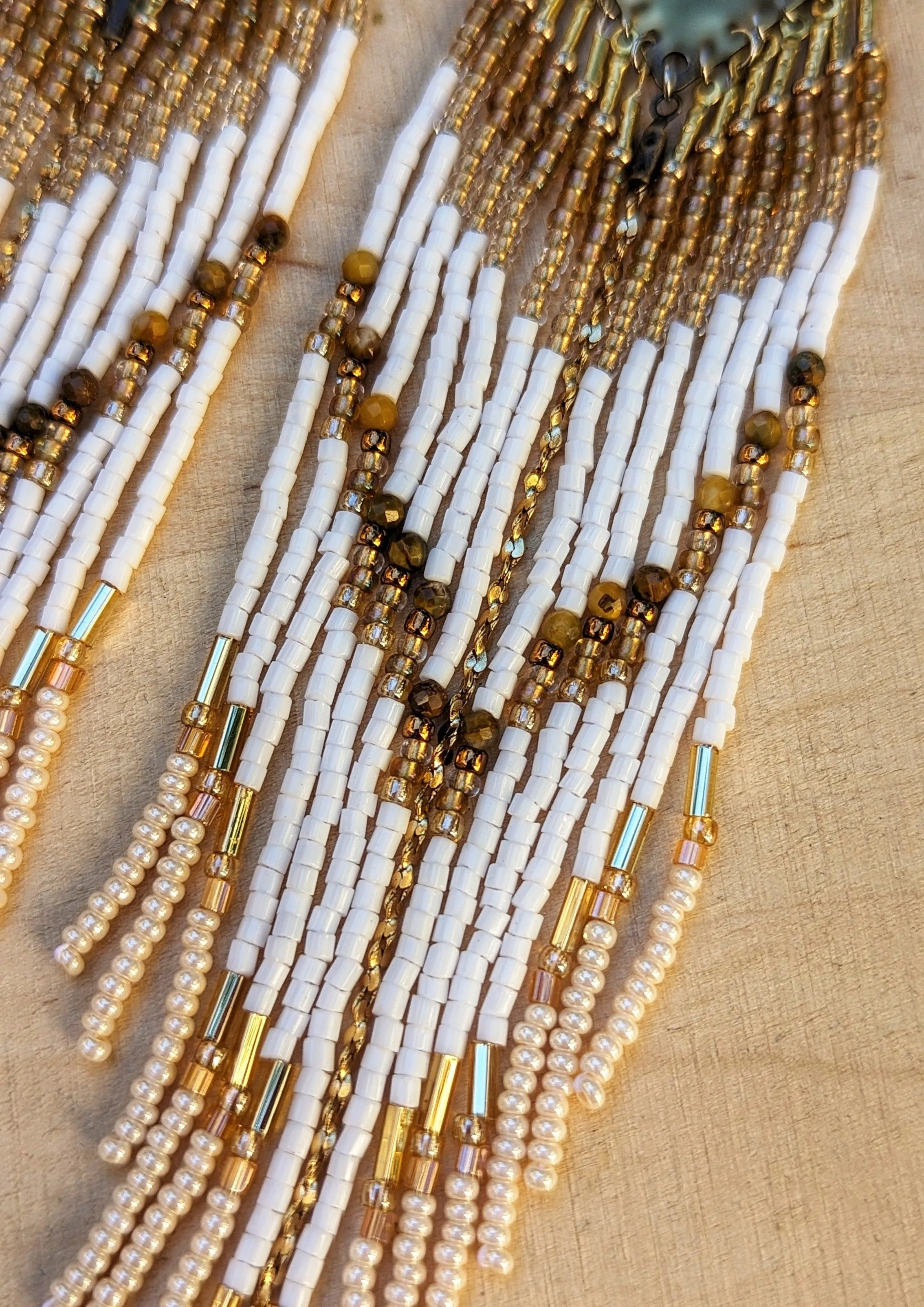 Golden Goddess Seed Bead Earrings