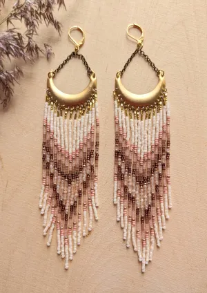 Grace Pink Crescent Beaded Earrings