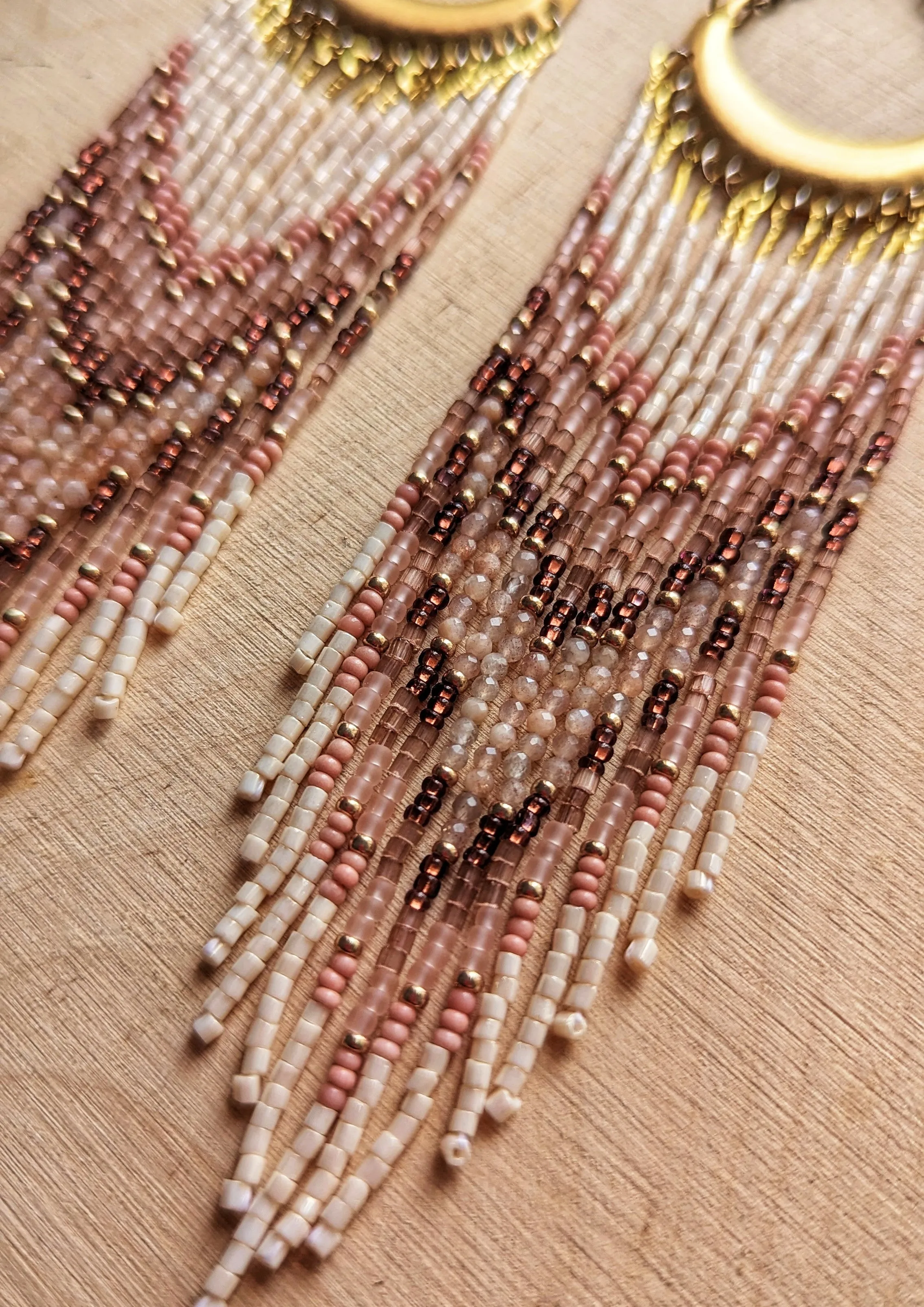 Grace Pink Crescent Beaded Earrings