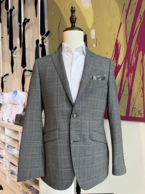 Gray and Black Glen Plaid Premium Suit Coat