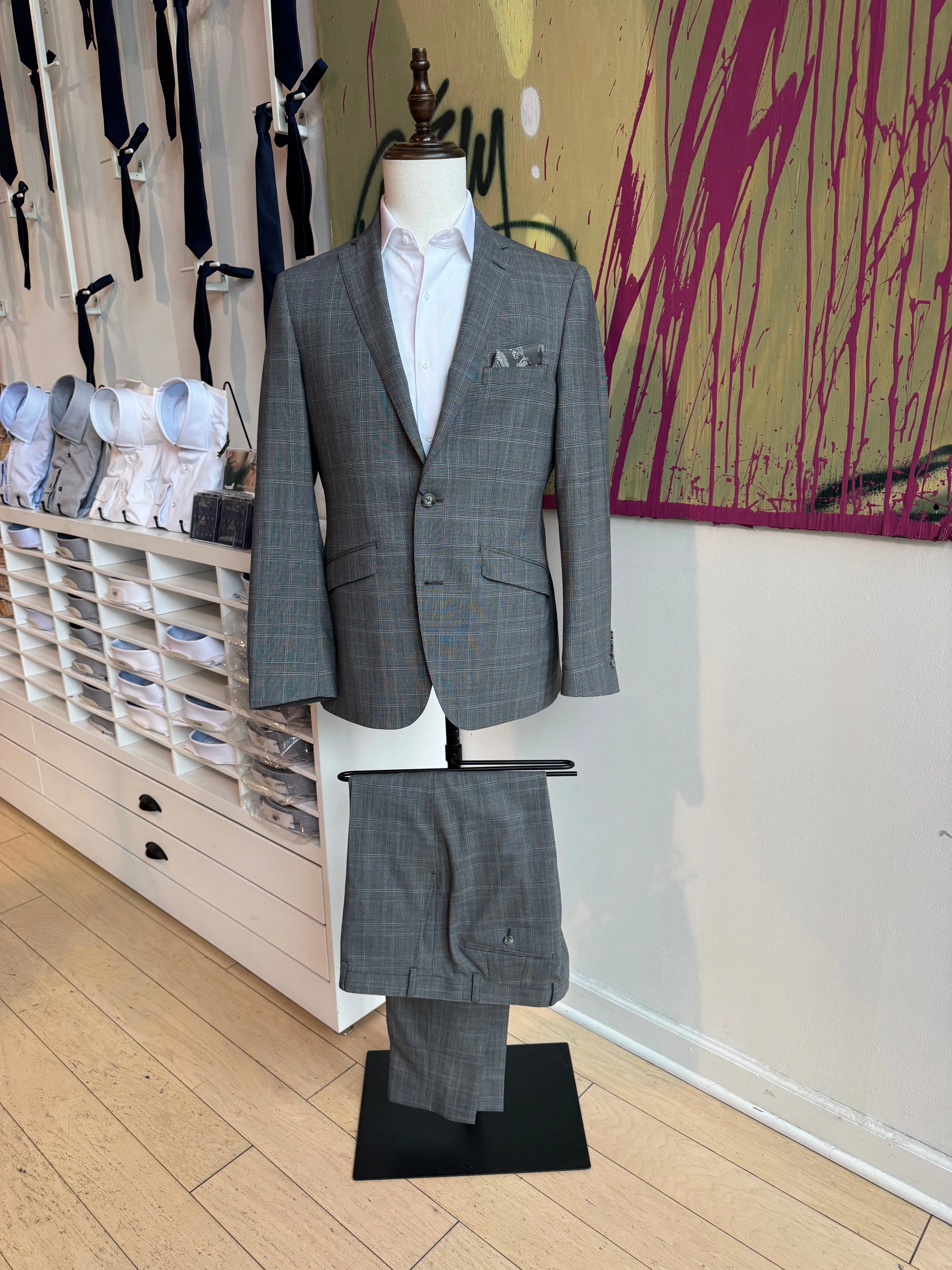 Gray and Black Glen Plaid Premium Suit Coat