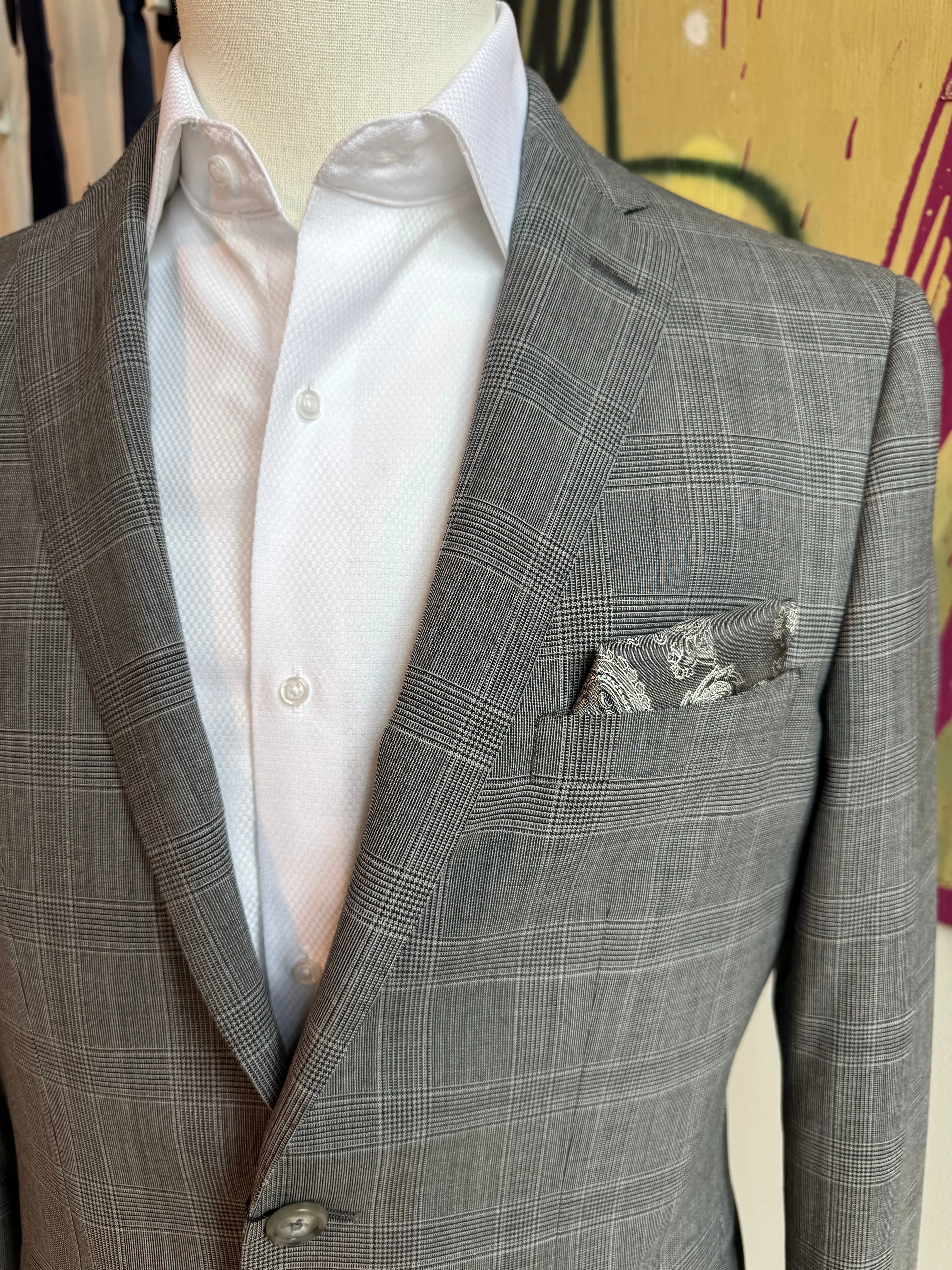 Gray and Black Glen Plaid Premium Suit Coat