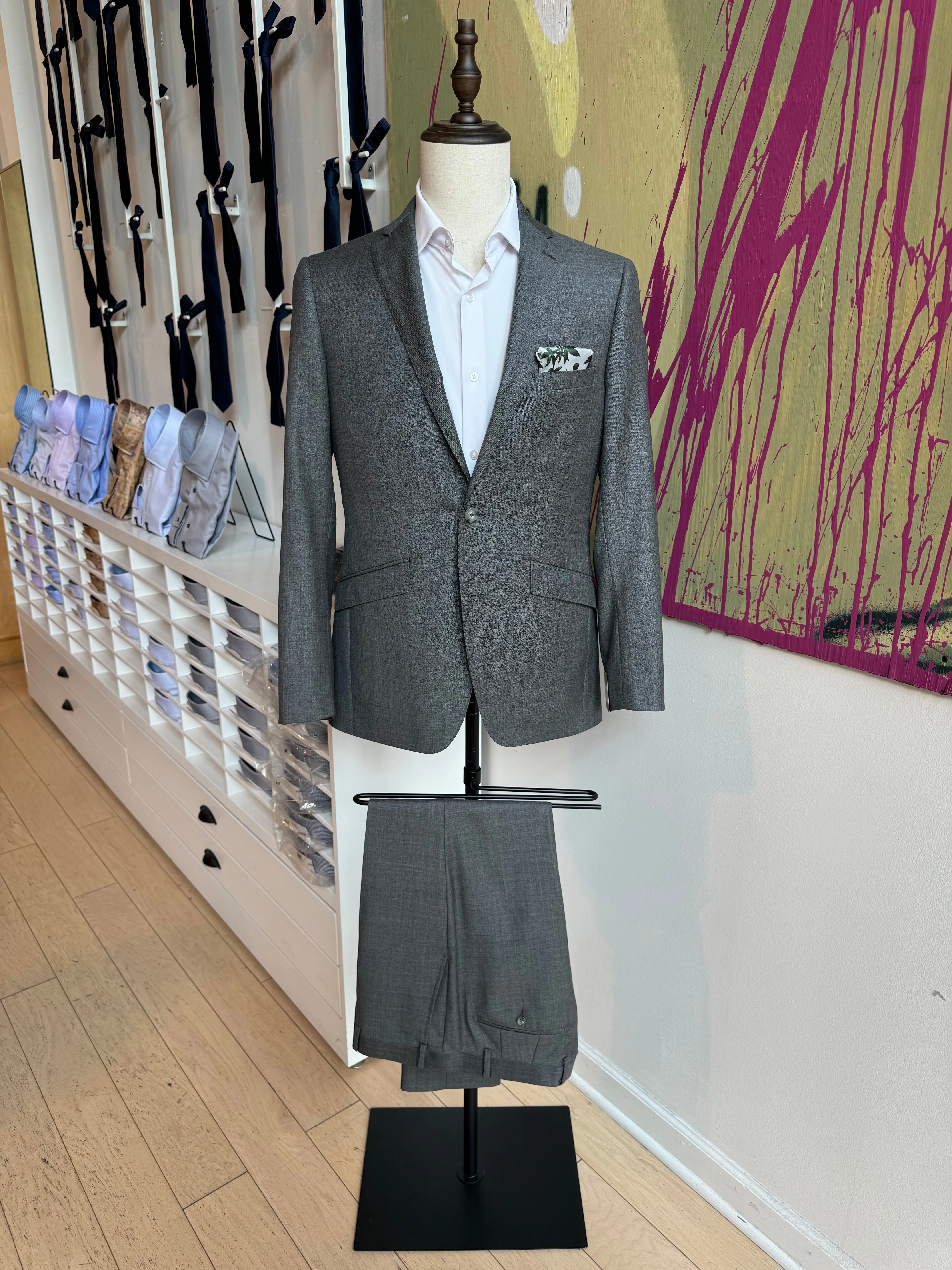 Gray Sharkskin Premium Italian Suit Pants