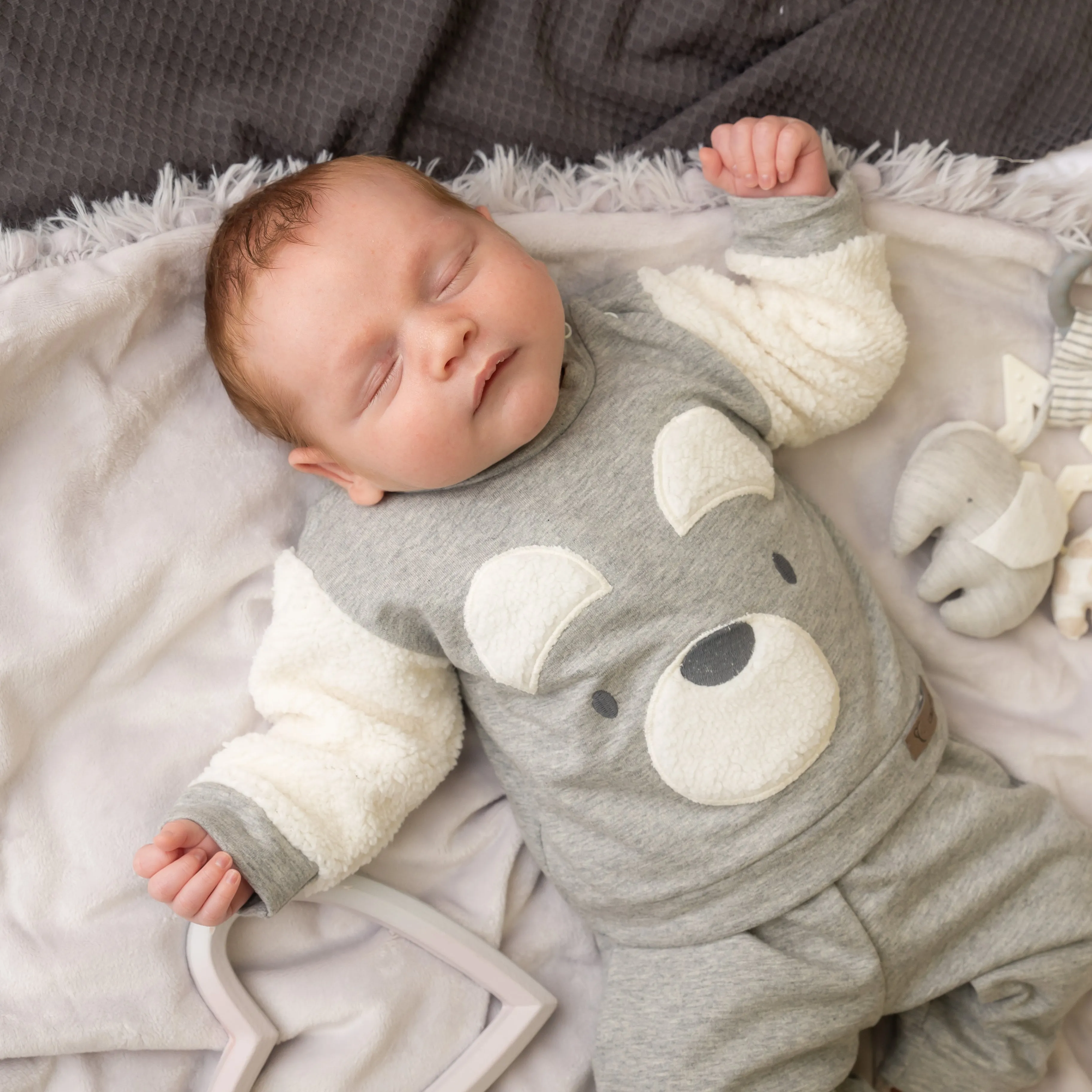 Grey Teddy Borg Detail Leisure Set