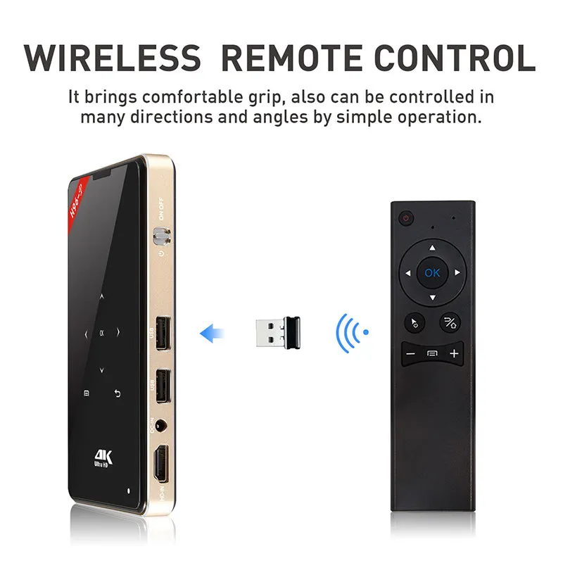 H96-P DLP Mini Projector-100 Lumen, Android 6.0, 2GRAM 16G ROM, Dual band wifi, Bluetooth
