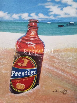 Haitian Beer: Prestige - PREMIUM - 12 x 16 in. by Genenrich Pierre