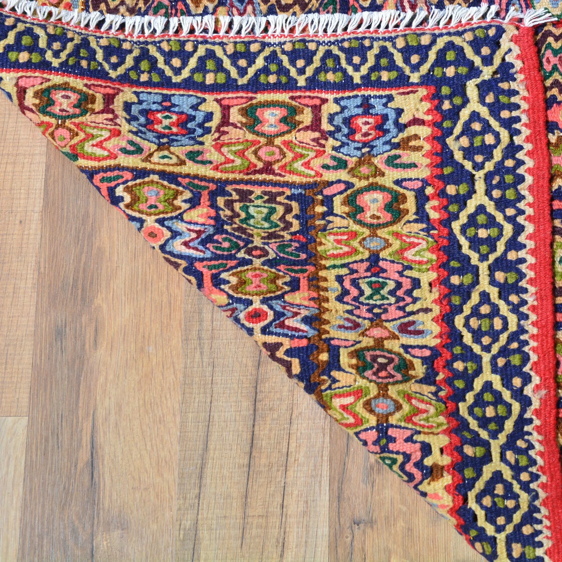 Hand-Woven Fine Senneh Tribal Design Kilim Handmade Wool Rug (Size 4.1 X 4.11) Brral-4980