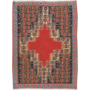 Hand-Woven Flatweave Authentic Senneh Kilim Tribal Handmade Wool Rug (Size 2.8 X 3.6) Cwral-7854