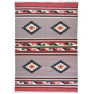 Hand-Woven Flatweave Geometric Design Kilim Wool Rug (Size 5.7 X 7.3) Cwral-7338
