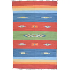 Hand-Woven Handmade Flatweave Cotton Reversible Rug (Size 5.0 X 7.8) Brral-3759
