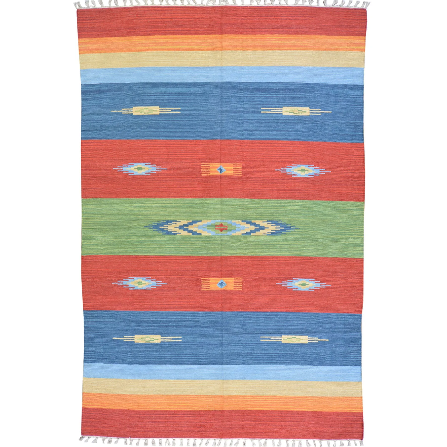 Hand-Woven Handmade Flatweave Cotton Reversible Rug (Size 5.0 X 7.8) Brral-3759
