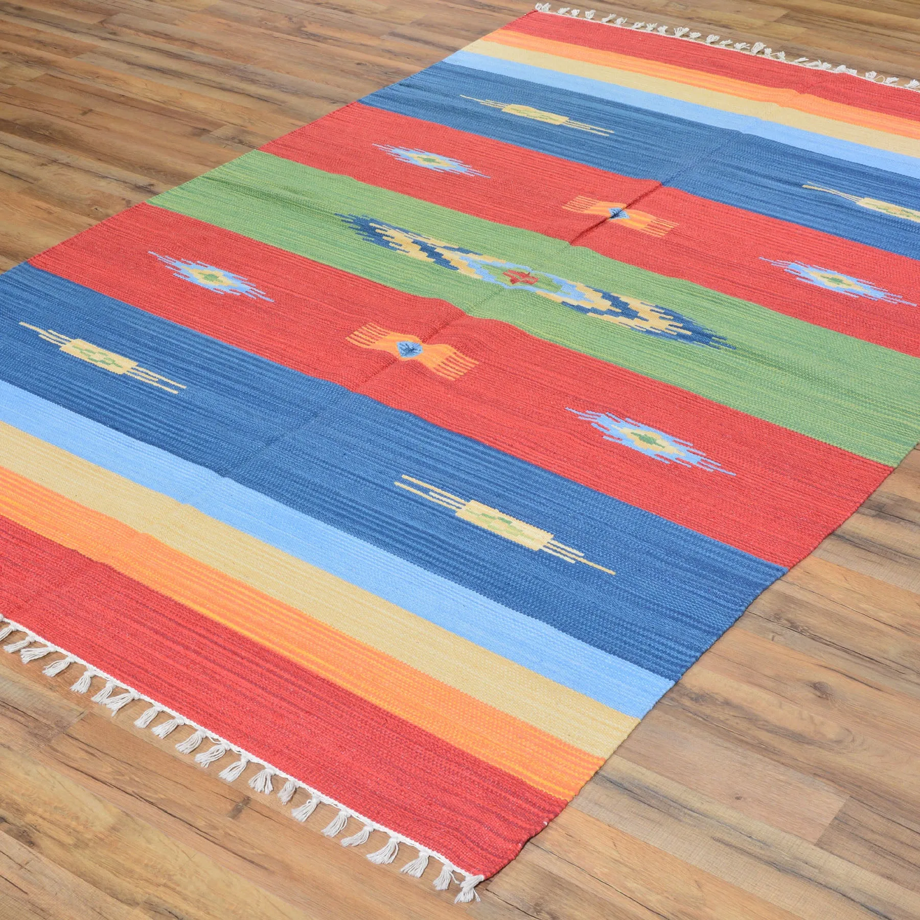 Hand-Woven Handmade Flatweave Cotton Reversible Rug (Size 5.0 X 7.8) Brral-3759