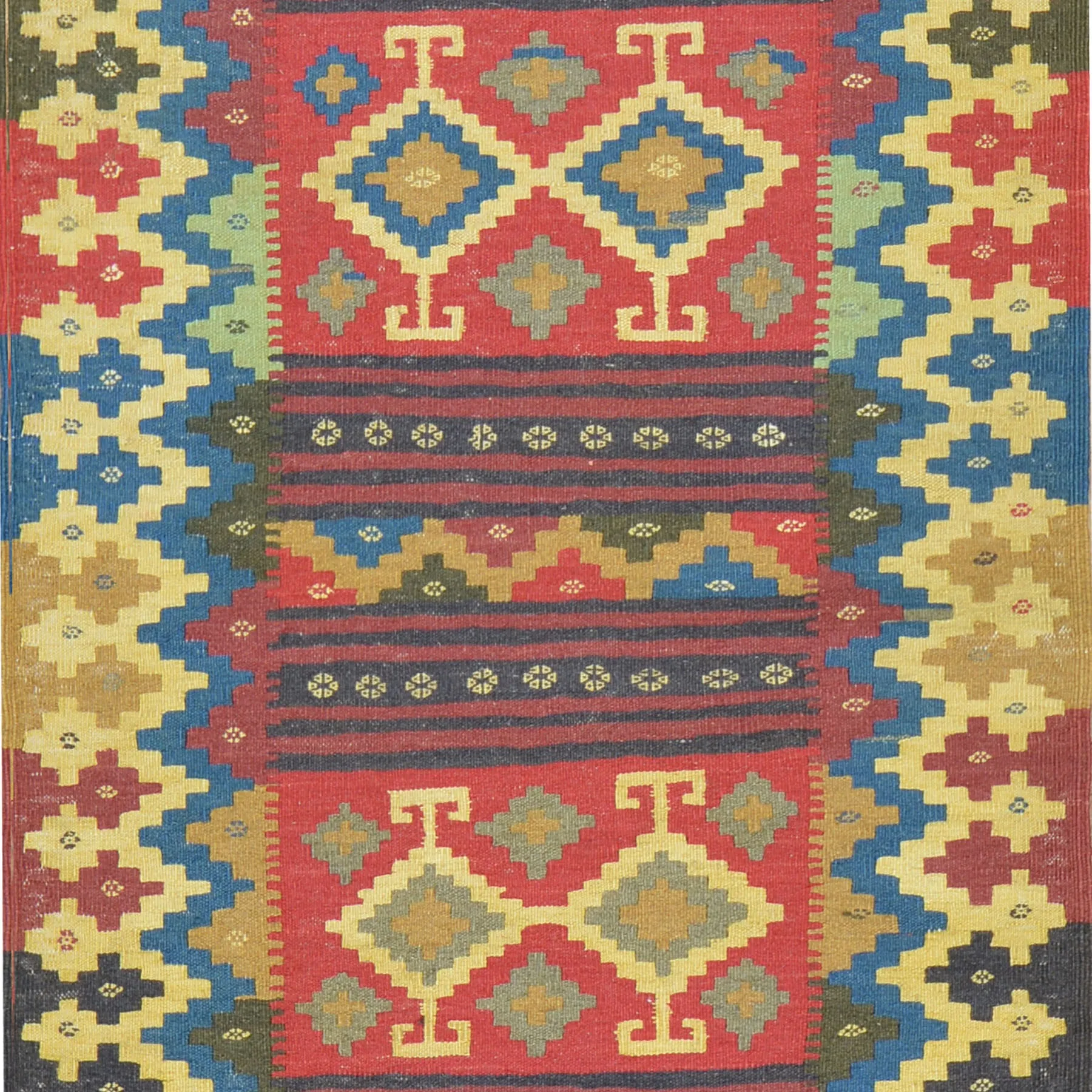 Hand-Woven Kilim Tribal Design Handmade Wool Rug (Size 2.5 X 9.4) Cwral-7536