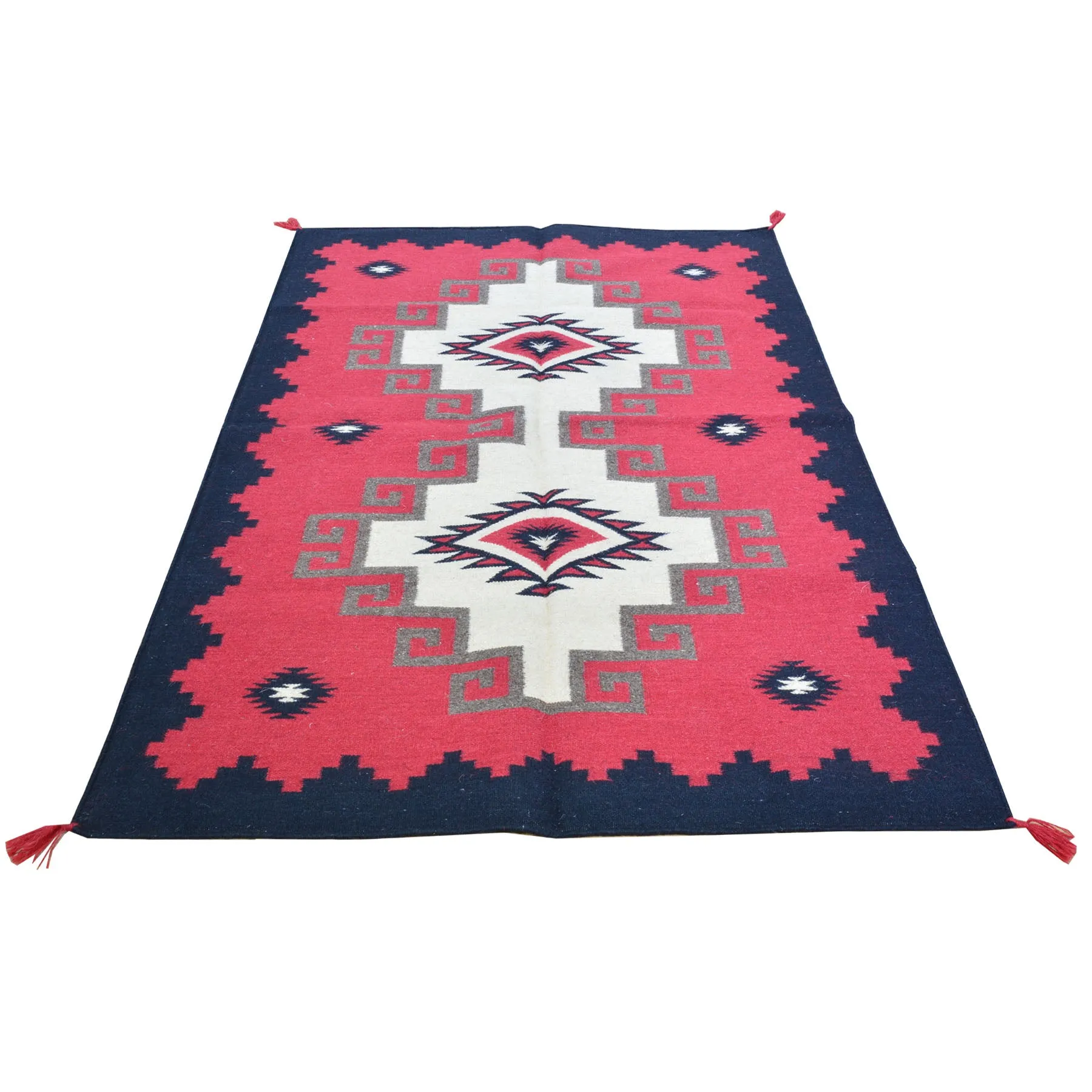 Hand-Woven Reversible Kilim Southwestern Design Wool Rug (Size 4.1 X 6.0) Cwral-8523