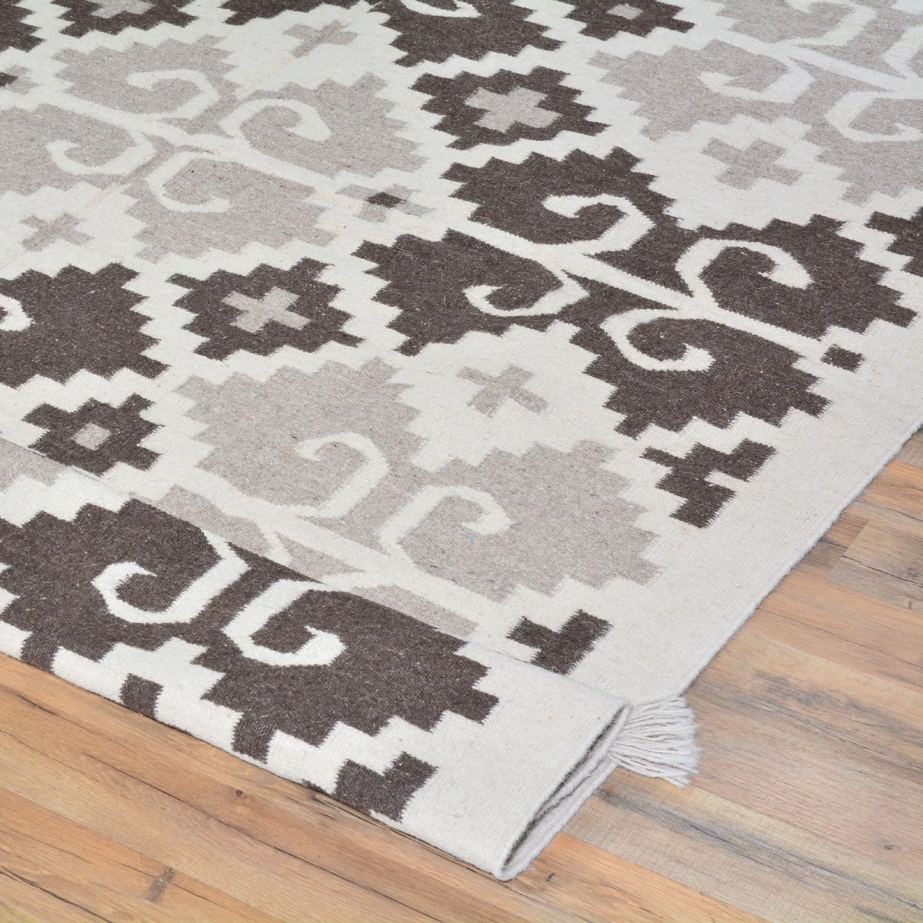 Hand-Woven Reversible Southwestern Design Dhurrie Rug (Size 5.11 X 9.0) Brral-4068