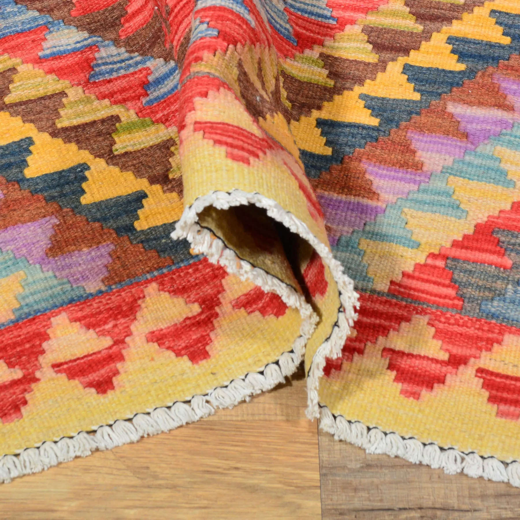 Hand-Woven Southwestern Afghan Kilim Handmade Wool Rug (Size 2.11 X 3.10) Cwral-3045