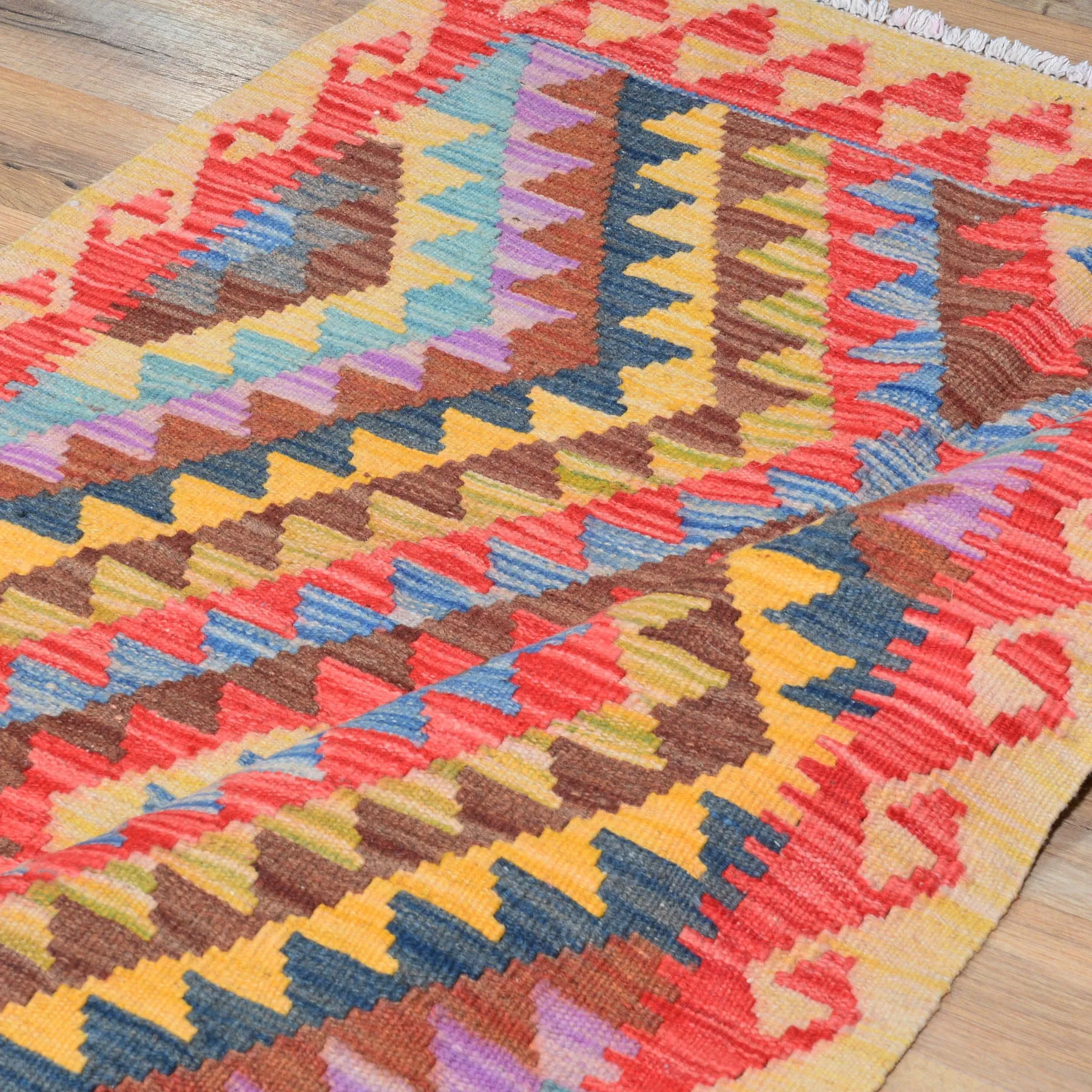 Hand-Woven Southwestern Afghan Kilim Handmade Wool Rug (Size 2.11 X 3.10) Cwral-3045