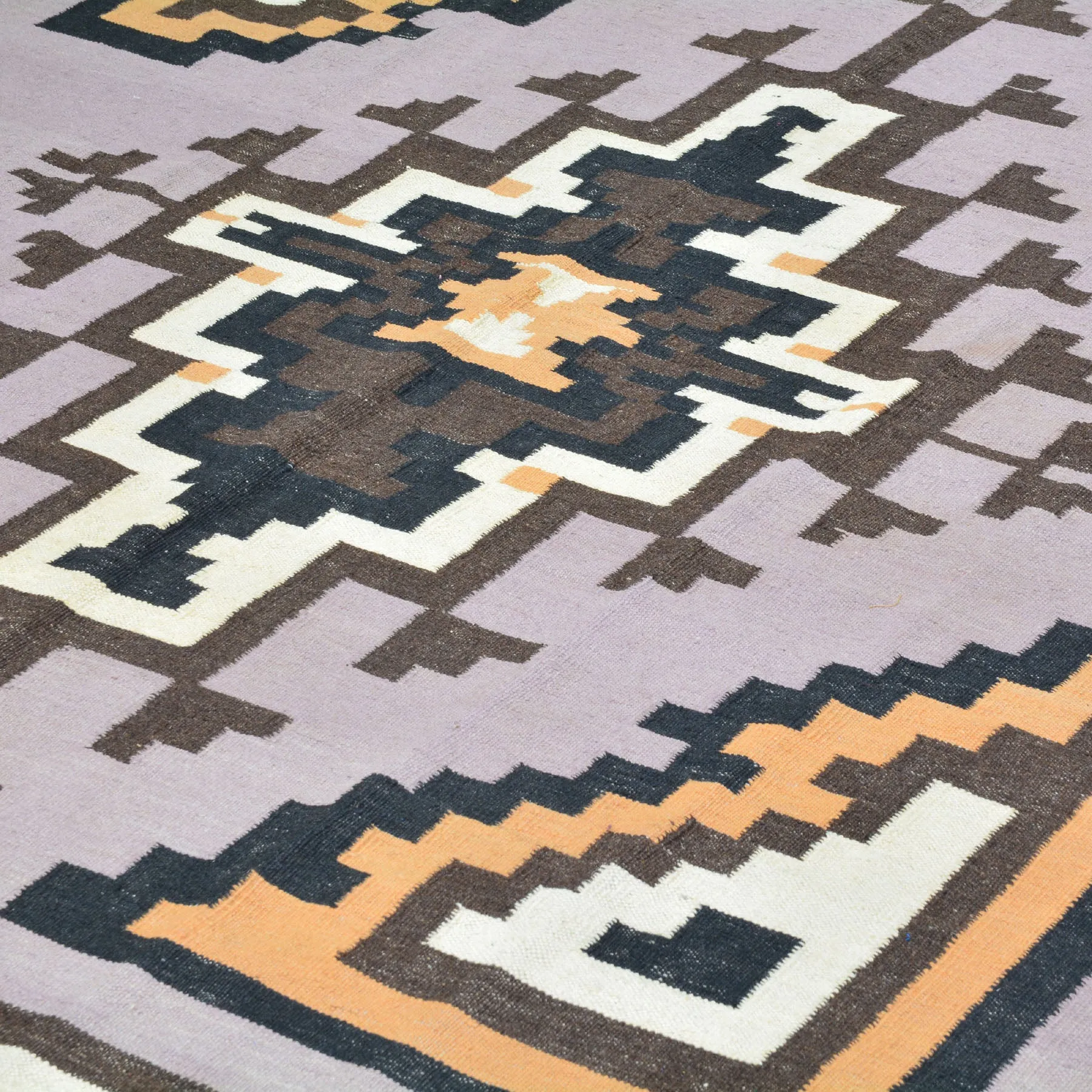 Hand-Woven Southwestern Design Wool Handmade Rug (Size 6.5 X 6.7) Cwral-8688