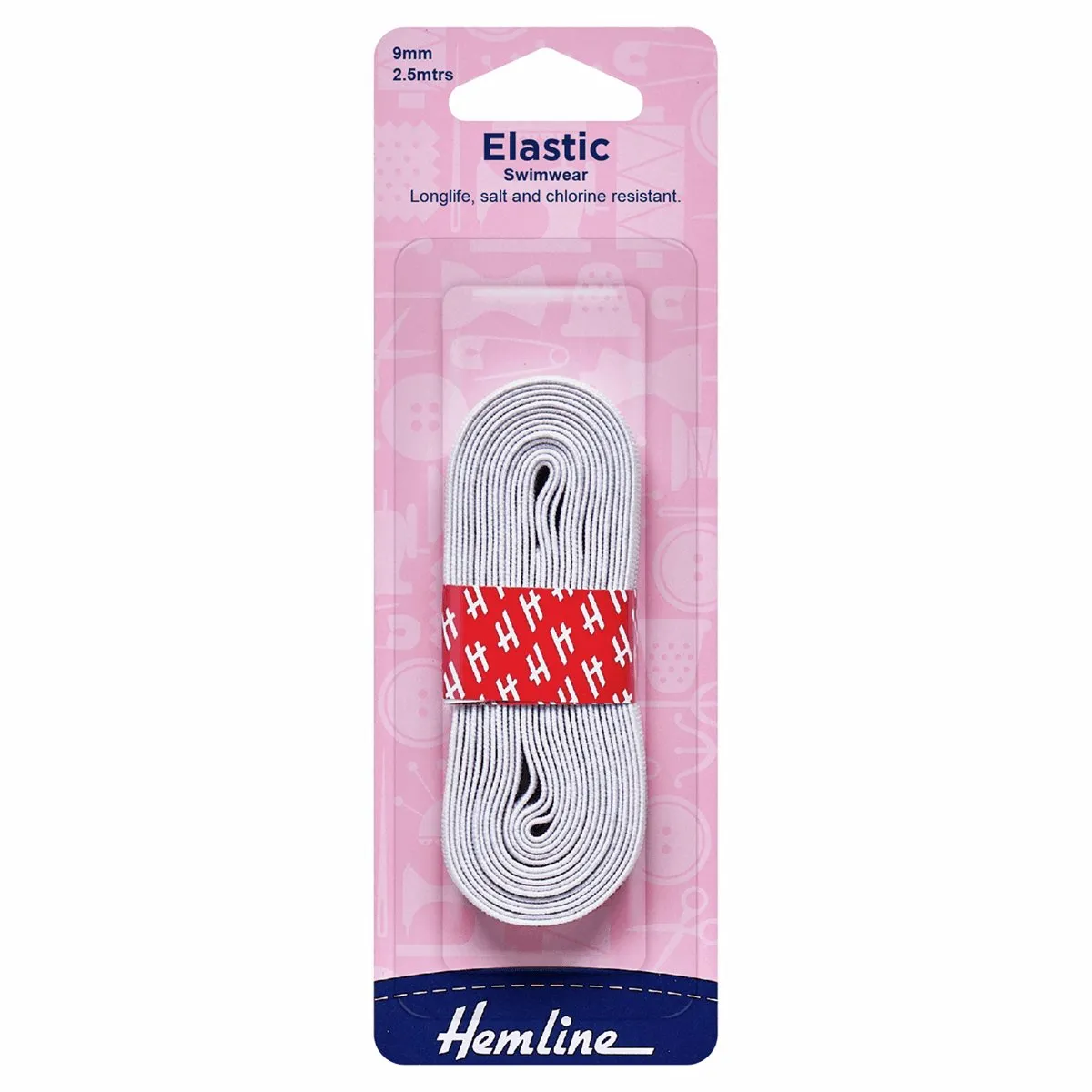 Hemline Swimwear Elastic Woven - 9mm - White