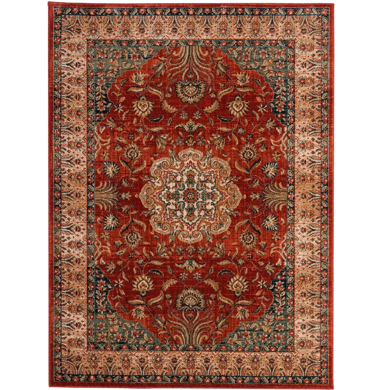 Heriz Machine Woven Rug Rust