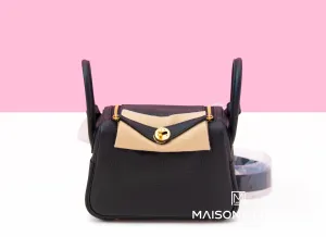 Hermes Mini Lindy 20 Black Clemence Gold Hardware