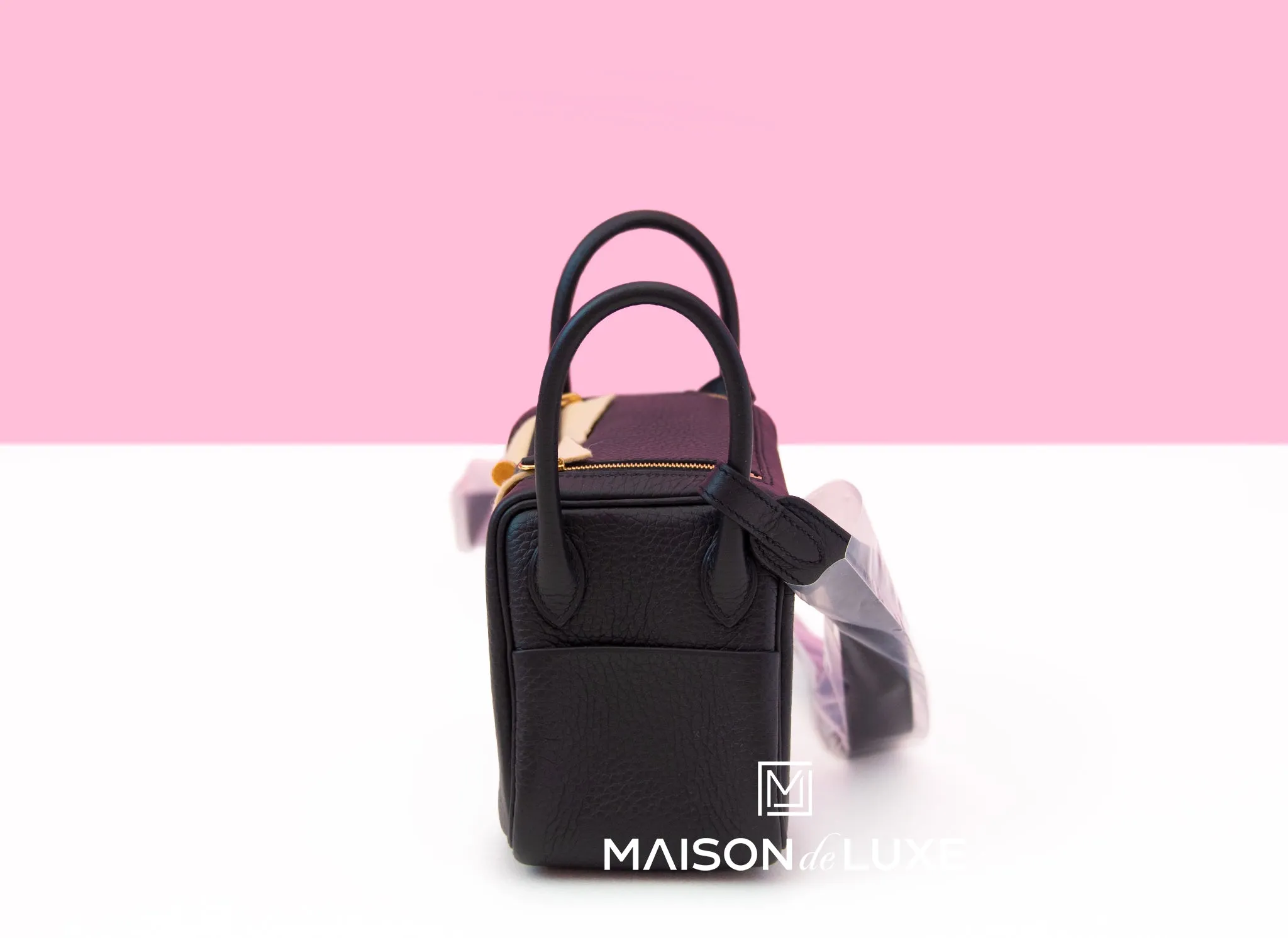 Hermes Mini Lindy 20 Black Clemence Gold Hardware