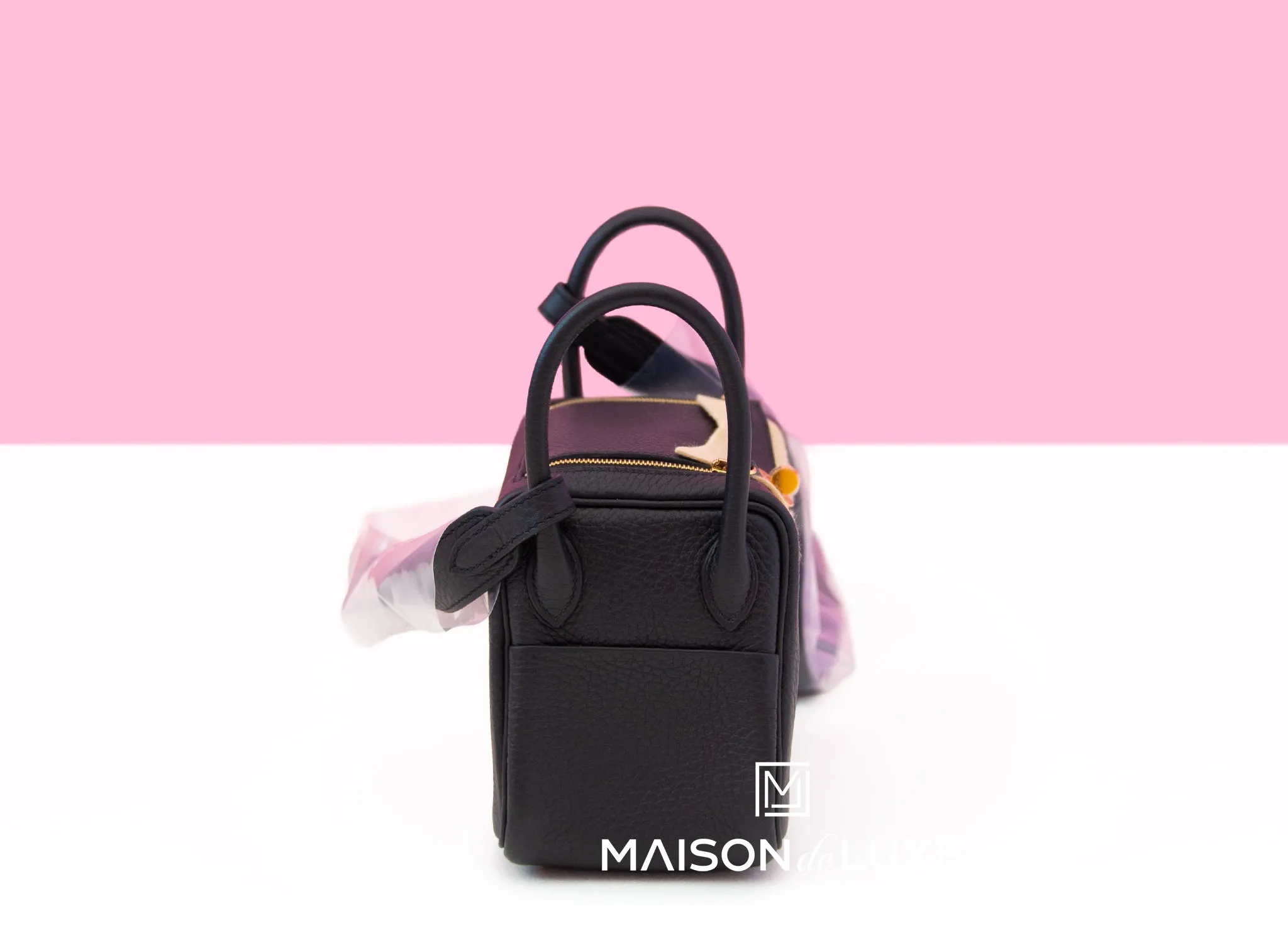 Hermes Mini Lindy 20 Black Clemence Gold Hardware