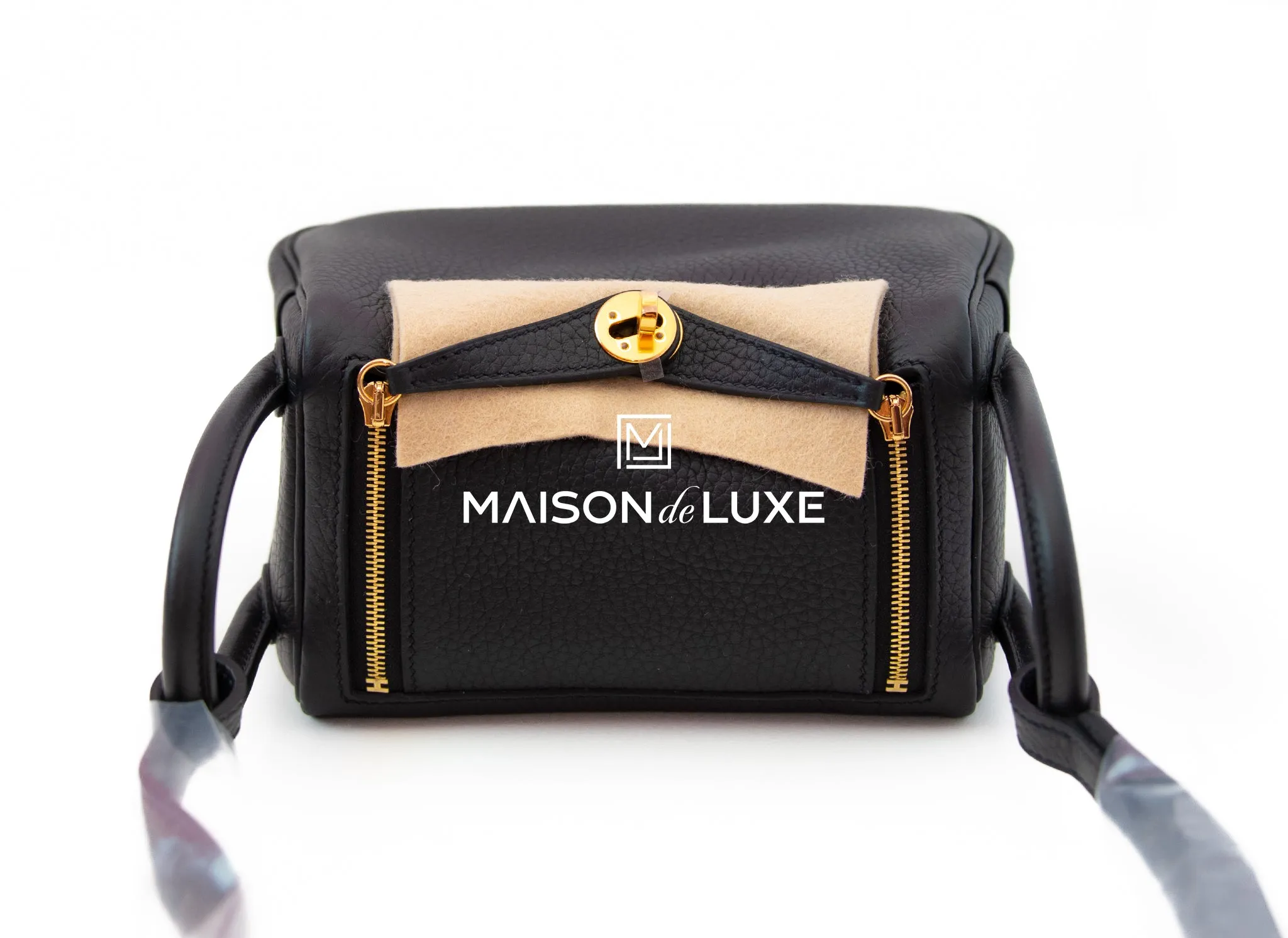 Hermes Mini Lindy 20 Black Clemence Gold Hardware