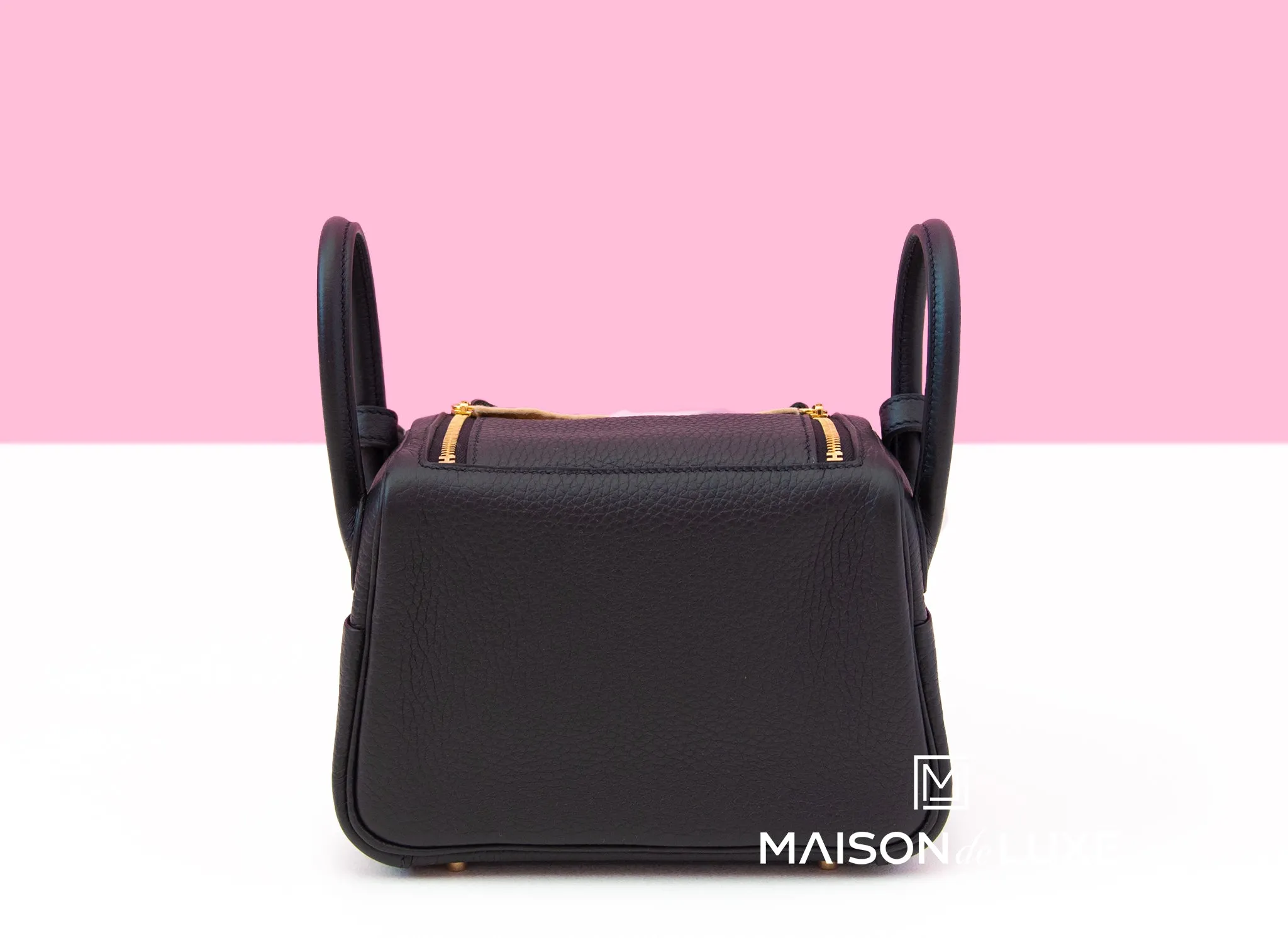 Hermes Mini Lindy 20 Black Clemence Gold Hardware