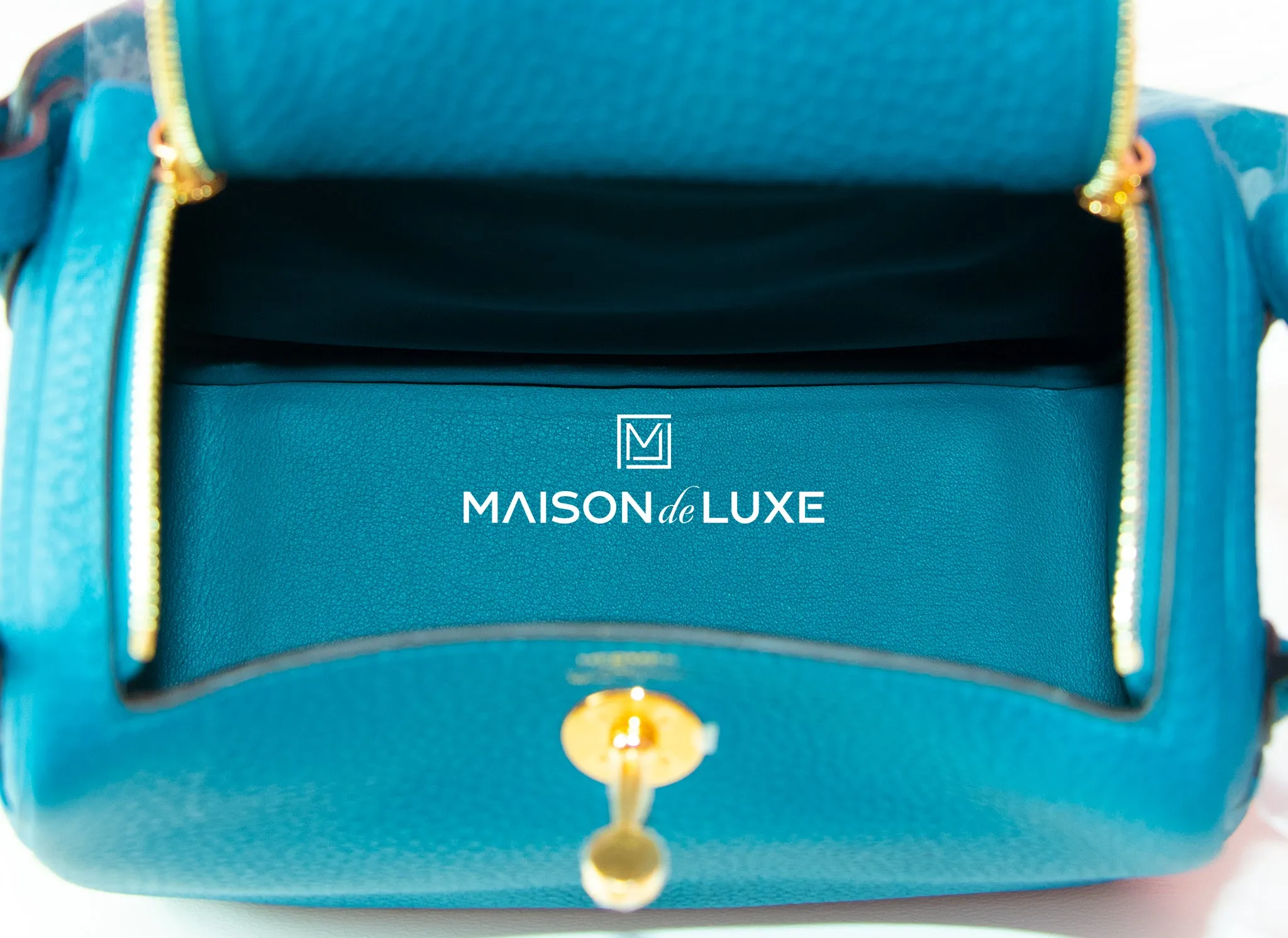 Hermes Mini Lindy Vert Bosphore Clemence Gold Hardware