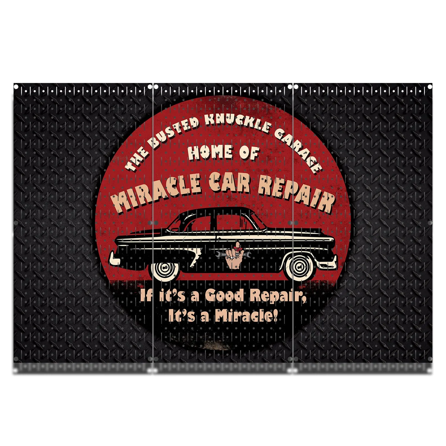 HWC13085 - Busted Knuckle Car Repair (3 Panels) | 48" x 32" (tall) | Printed Pegboards