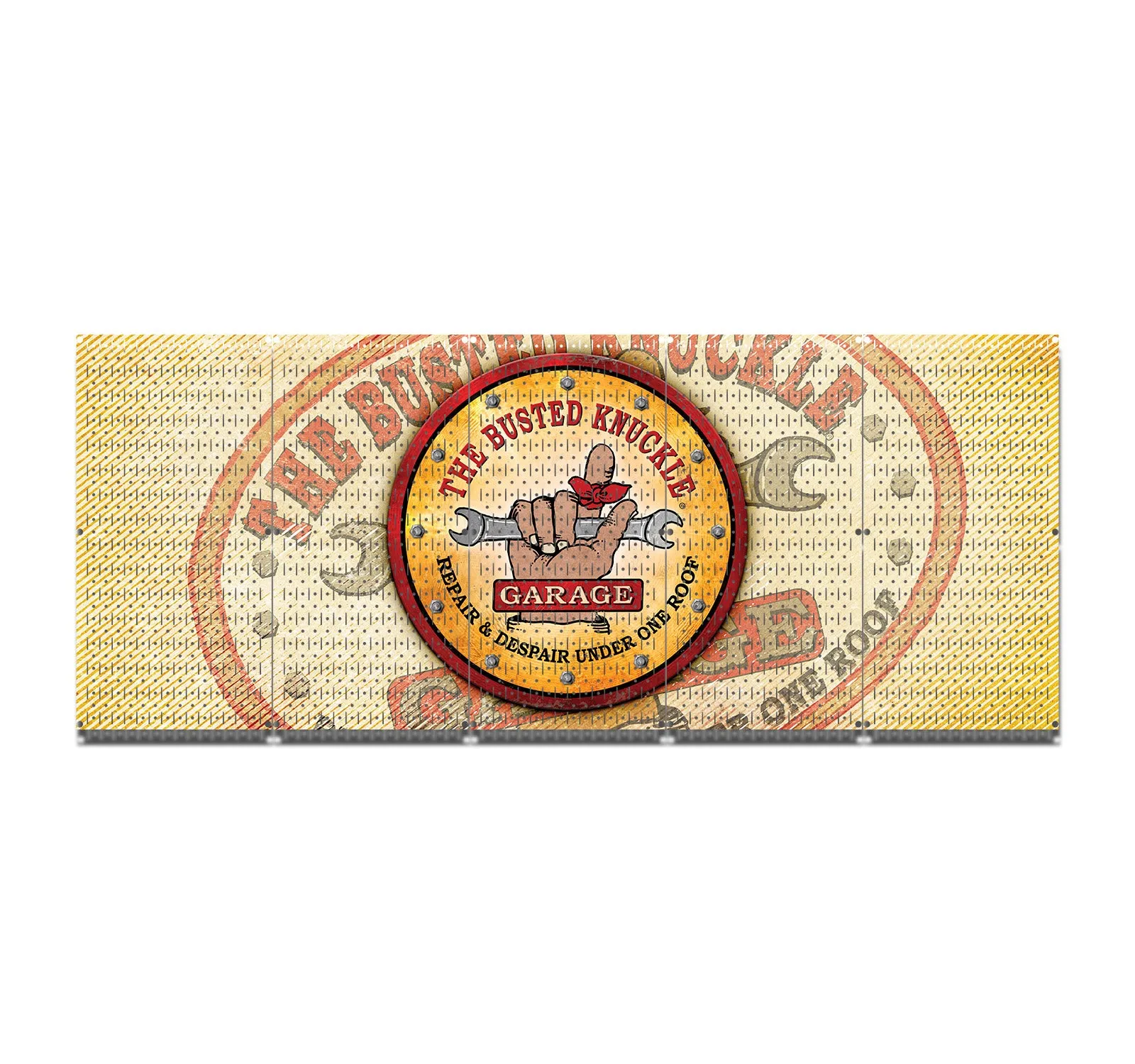 HWC15087- Busted Knuckle Garage (5 Panels) | 80" x 32" (tall) | Printed Pegboards