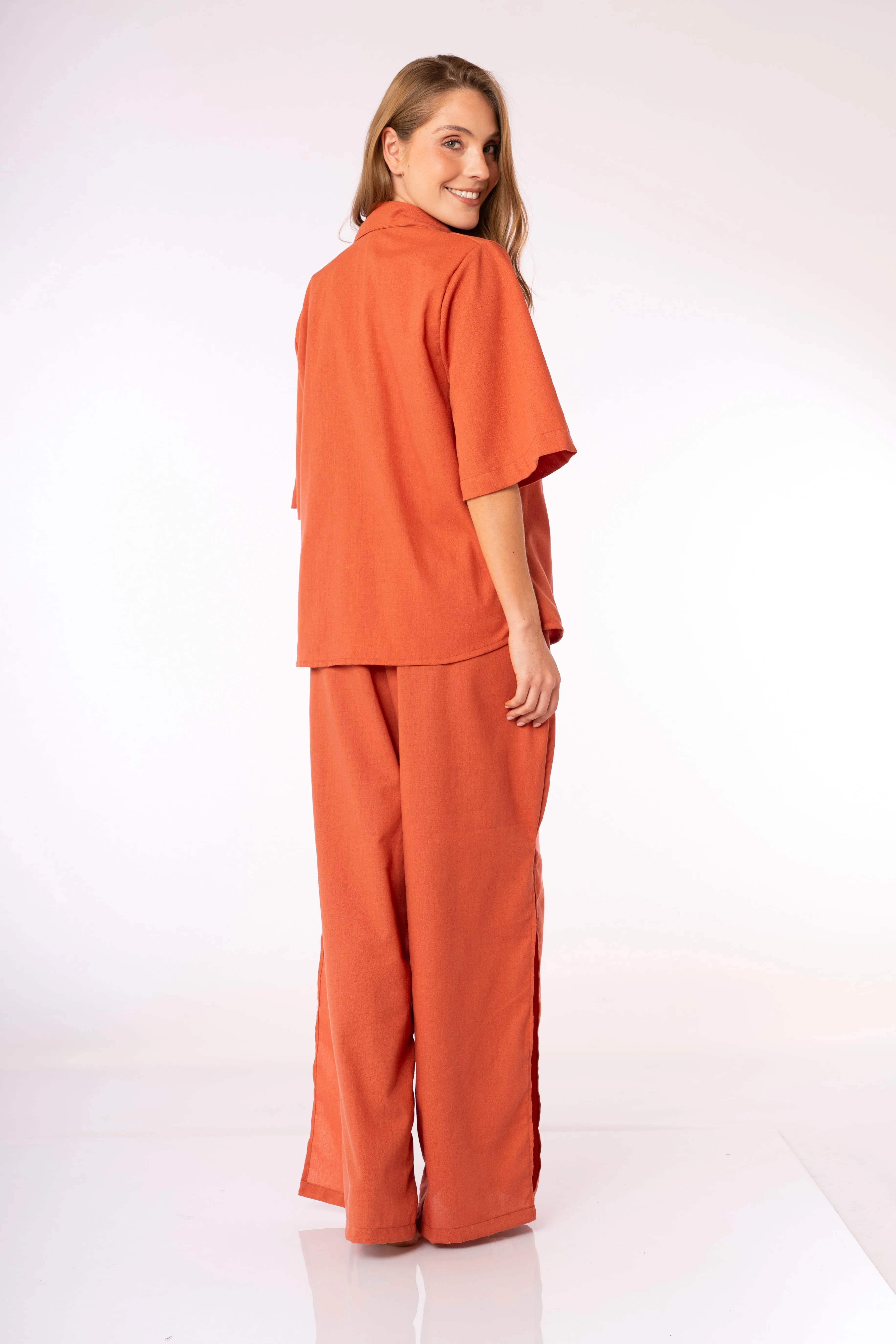 I'M BRONZE WOVEN LINEN PANT