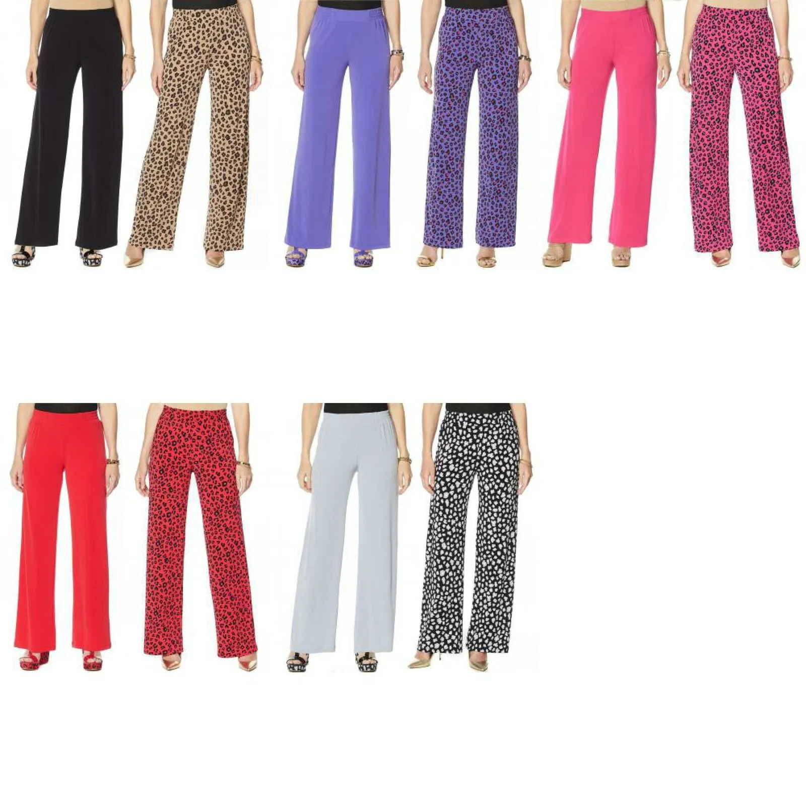 IMAN Women's Petite 2 Pairs Global Chic Luxury Resort Palazzo Pants
