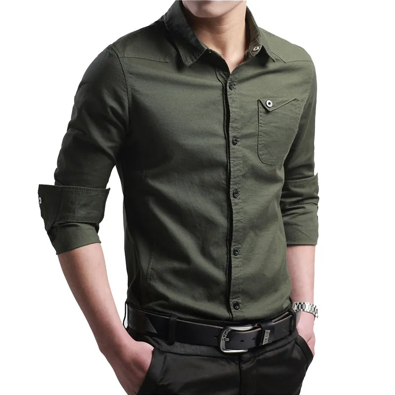 INSTOCK-New military uniform men's pure cotton long-sleeved shirt