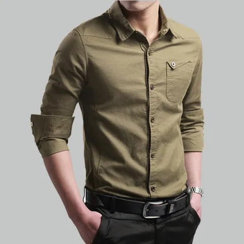 INSTOCK-New military uniform men's pure cotton long-sleeved shirt