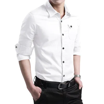 INSTOCK-New military uniform men's pure cotton long-sleeved shirt