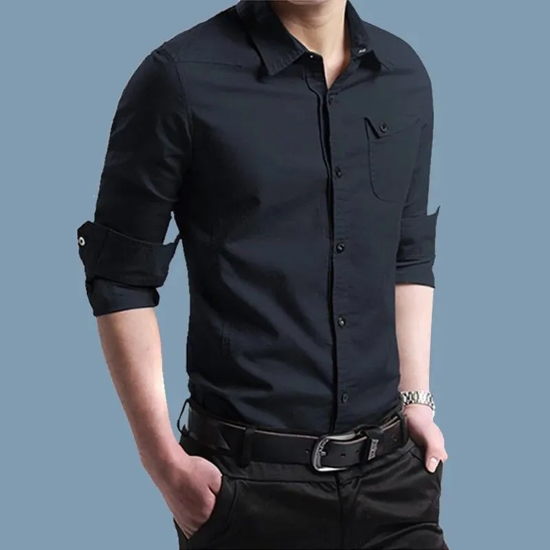 INSTOCK-New military uniform men's pure cotton long-sleeved shirt