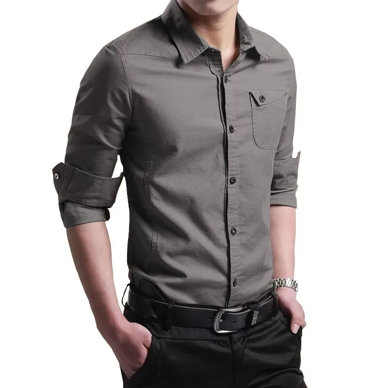 INSTOCK-New military uniform men's pure cotton long-sleeved shirt
