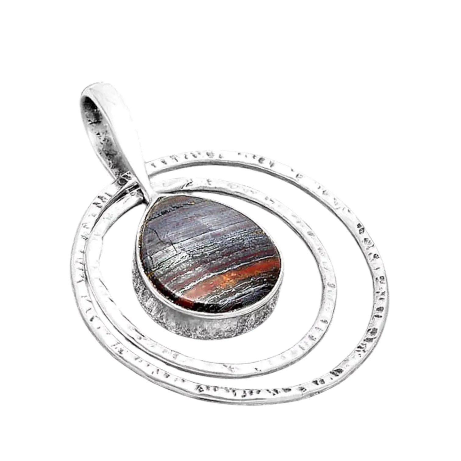 Iron Tiger Eye Solid 925 Sterling Silver Pendant