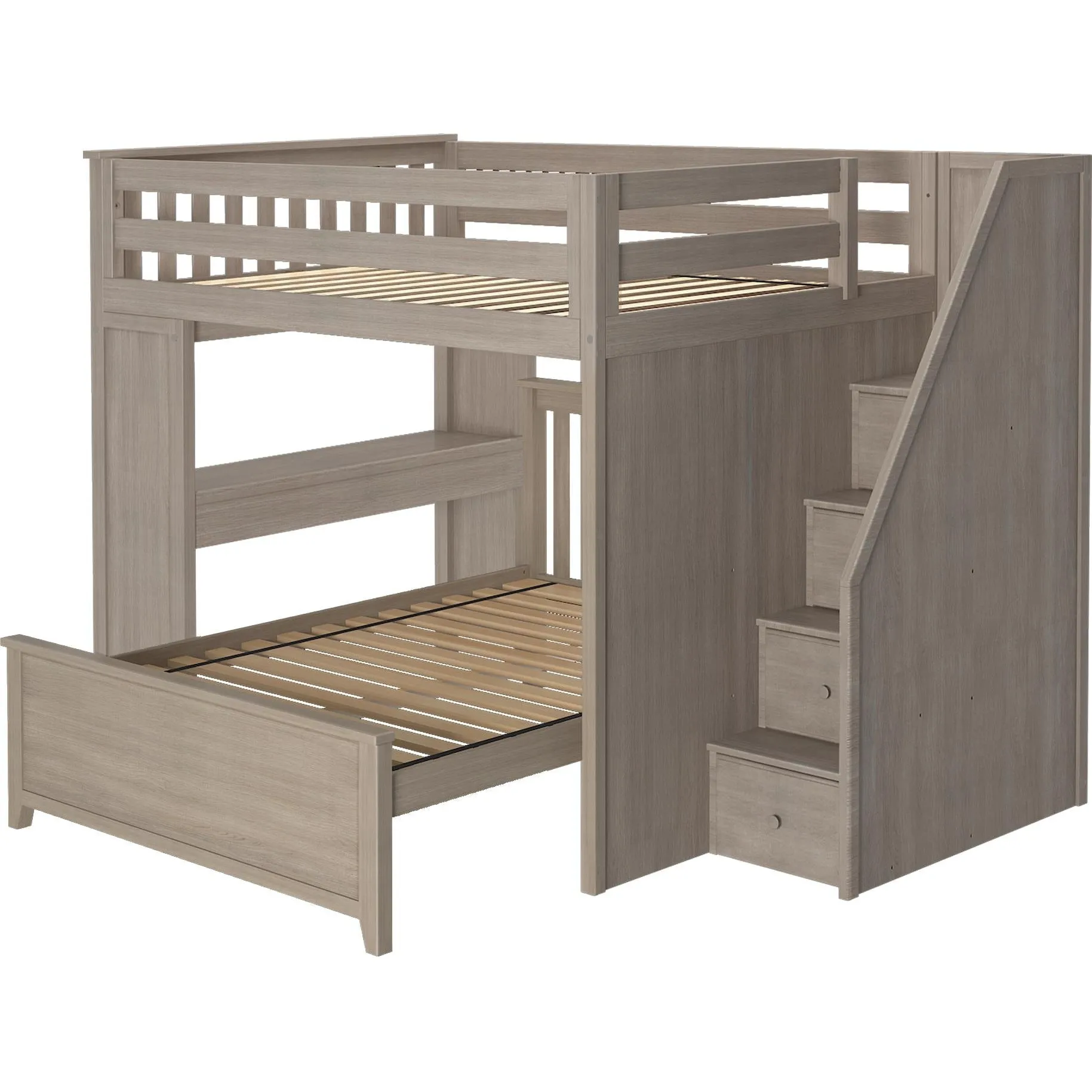 Jackpot Deluxe Fulham Full over Full L-Shape Bunk with Staircase   Desk