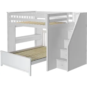 Jackpot Deluxe Fulham Full over Full L-Shape Bunk with Staircase   Desk