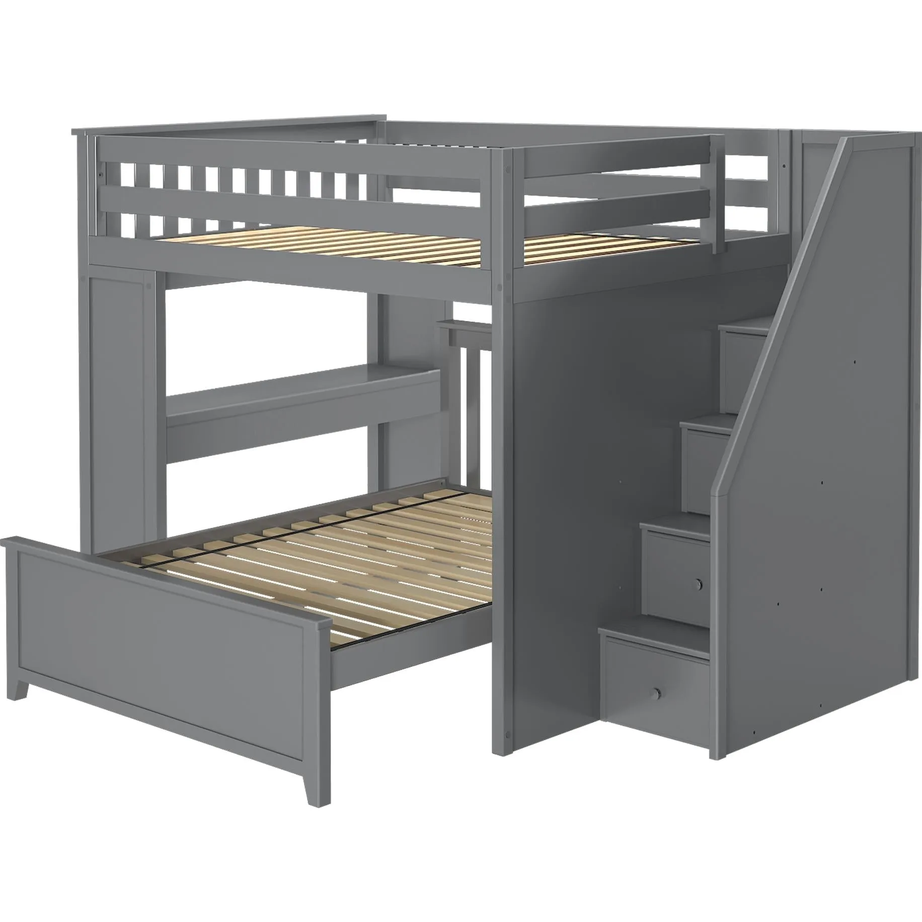 Jackpot Deluxe Fulham Full over Full L-Shape Bunk with Staircase   Desk