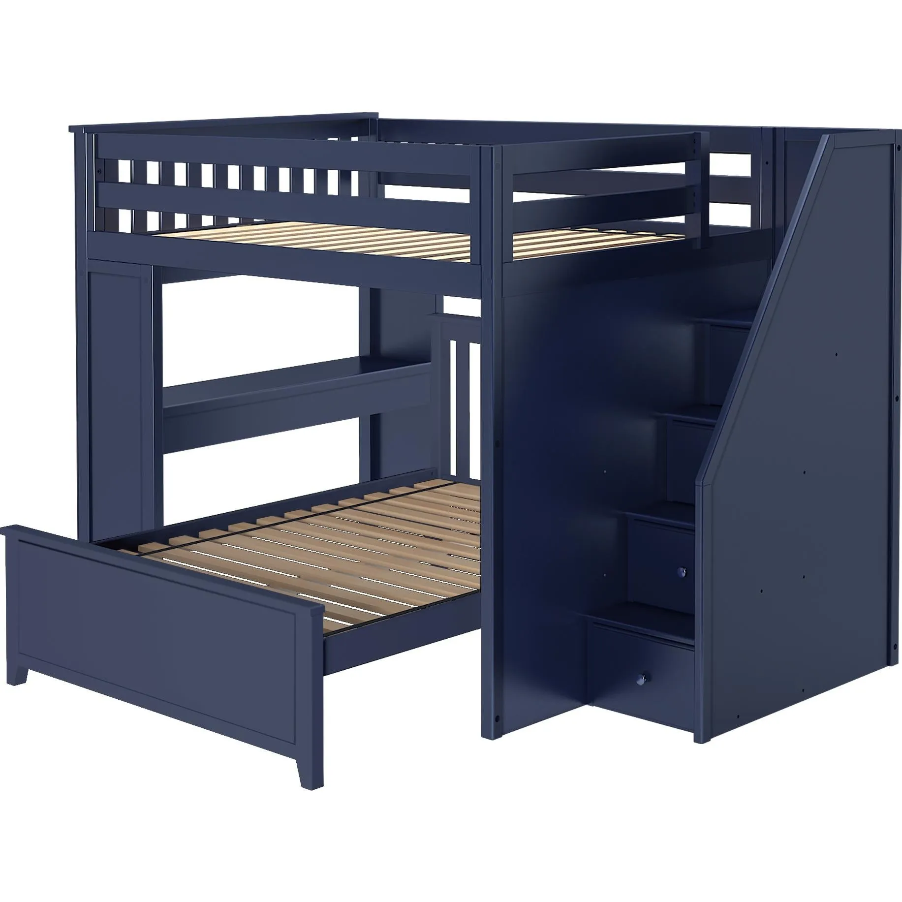 Jackpot Deluxe Fulham Full over Full L-Shape Bunk with Staircase   Desk