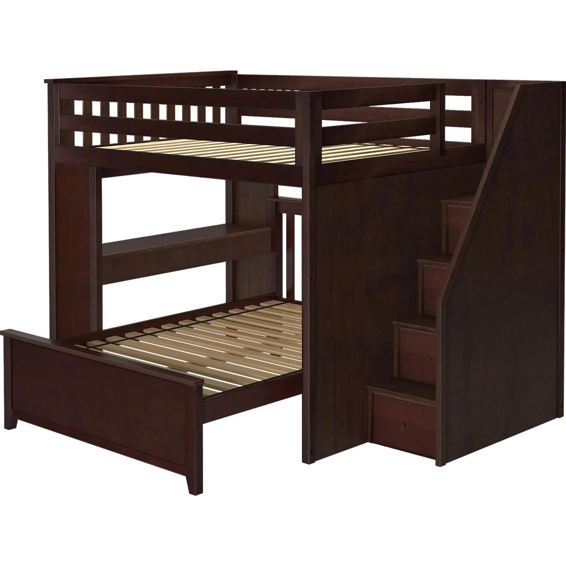 Jackpot Deluxe Fulham Full over Full L-Shape Bunk with Staircase   Desk
